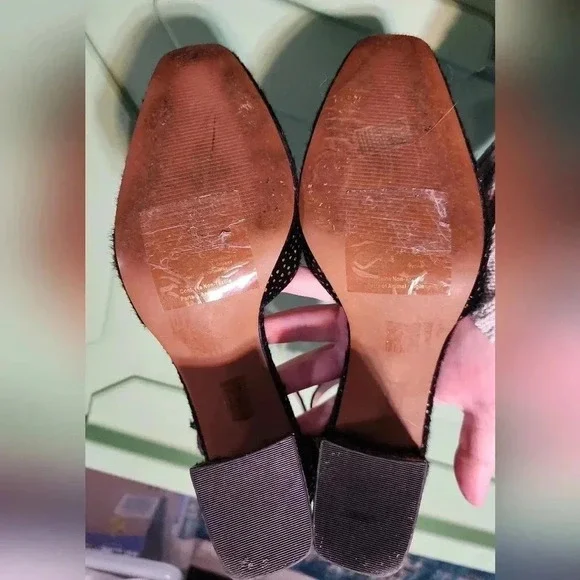 Madewell the Dove Sandal in Metallic Dot Calf Half Block High Heel Women's 10 - Picture 13 of 14